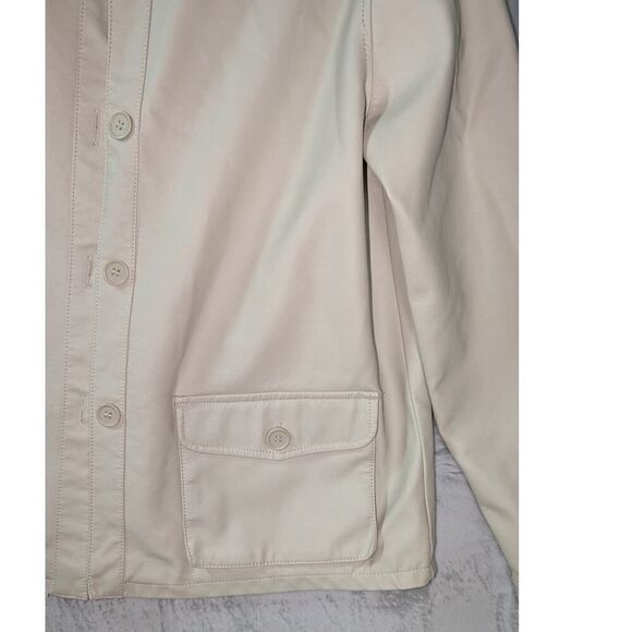Max Studio Faux Vegan Leather Jacket NWT Womens Medium Cream Parchment color - Picture 8 of 10